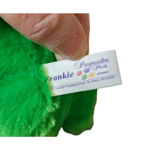 Frankie Progressive Plush Frog 9" Green Plush Stitched Sewn Eyes Tongue Out - Picture 4 of 4